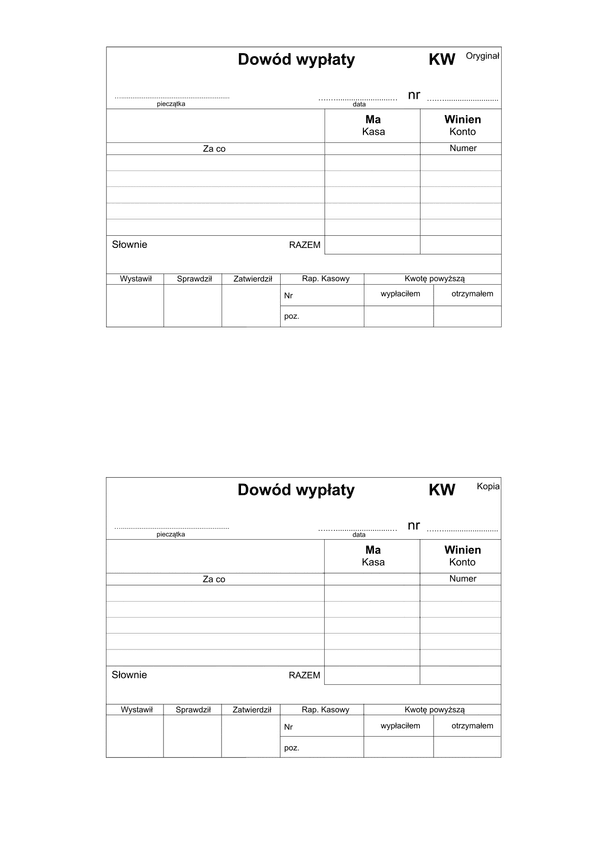 KW Dowód wypłaty