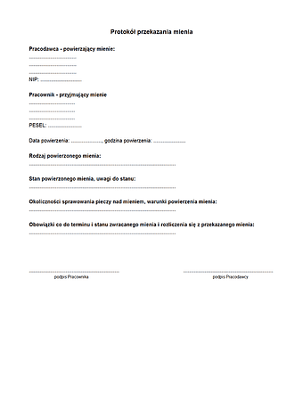 PPMP Protokół przekazania mienia pracownikowi