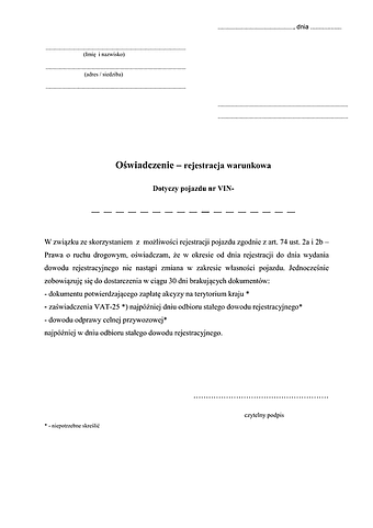 O-RW-Po Oświadczenie - rejestracja warunkowa