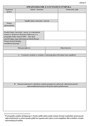 SzCS Sprawozdanie z czynności syndyka