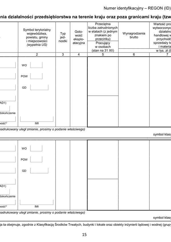 GUS SP (2017) s.15 (archiwalny) Roczna ankieta przedsiębiorstwa za rok 2017 - załącznik strona 15