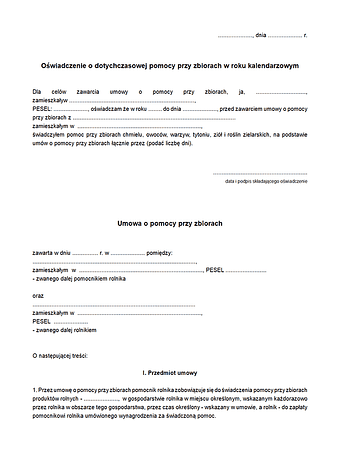 UoPpZ Umowa o pomocy przy zbiorach