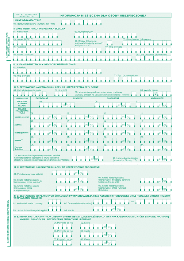 IMOU (archiwalny) Informacja miesięczna dla osoby ubezpieczonej