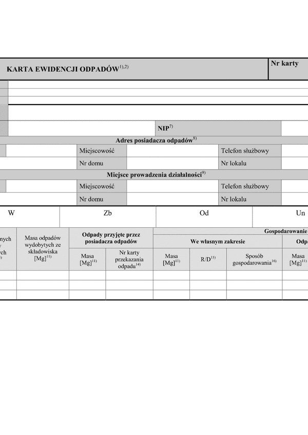 KEO (archiwalny) Karta ewidencji odpadu