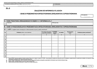 ZIL-2 (1) Załącznik do informacji o lasach - dane o przedmiotach opodatkowania zwolnionych z opodatkowania
