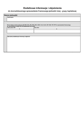 SFJGKZ DInfo (v.1) (v.2) Dodatkowe informacje i objaśnienia oraz nota podatkowa - informacja dodatkowa dotycząca podatku dochodowego - do skonsolidowanego sprawozdania grup kapitałowych w złotych - z wysyłką pliku xml JPK_SF 