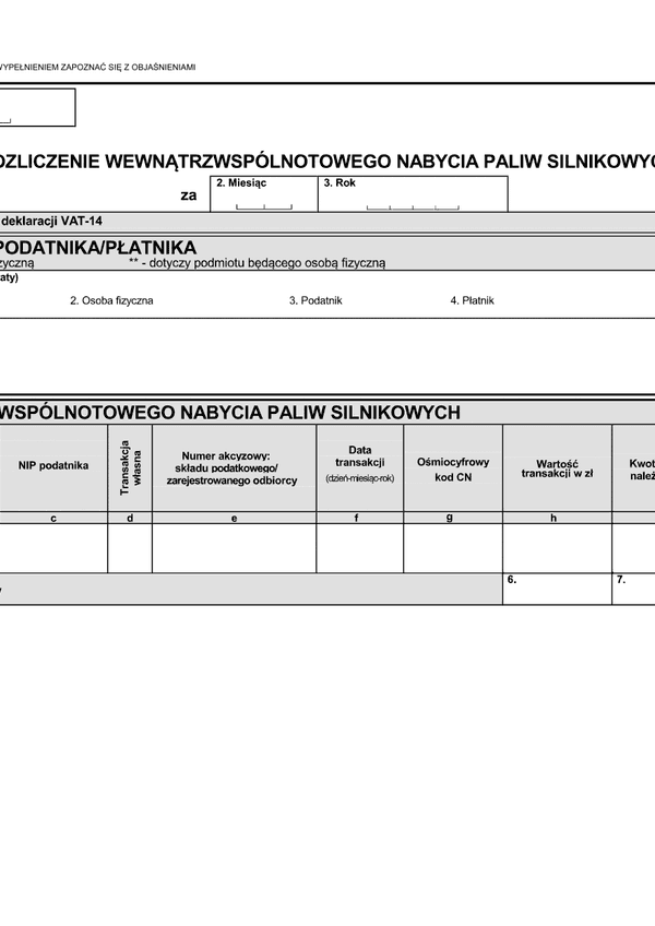 VAT-14/A (3) (archiwalny) Rozliczenie wewnątrzwspólnotowego nabycia paliw silnikowych