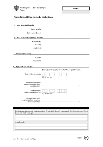 FoDO Formularz odbioru dowodu osobistego