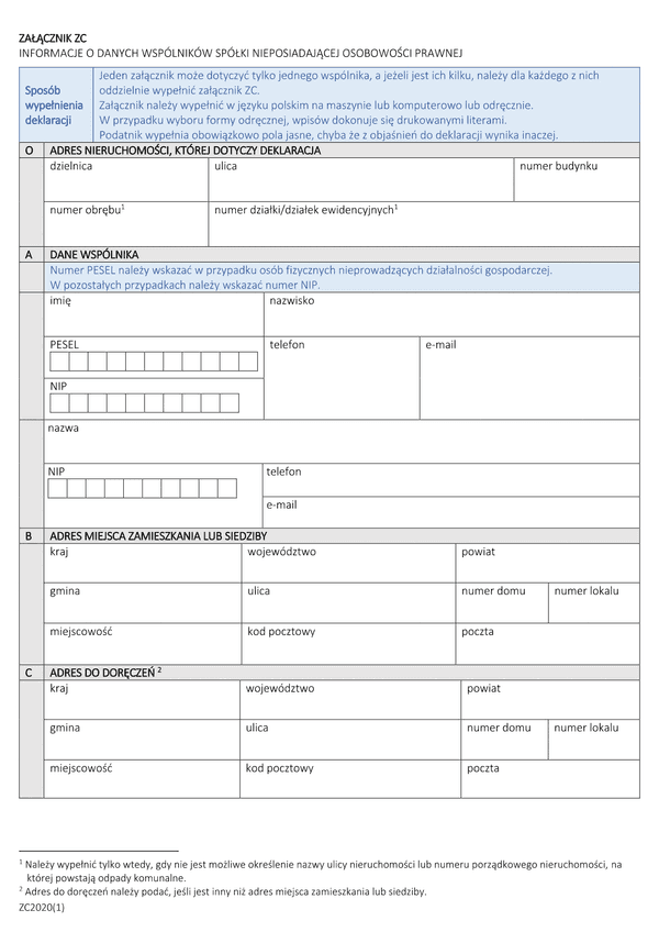 ZC (archiwalny) Załącznik do deklaracji - Informacje o danych wspólników spółki nieposiadającej osobowości prawnej