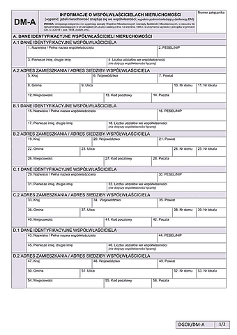 DM-A Wykaz budynków zlokalizowanych na nieruchomości - załącznik do deklaracji DM o wysokości opłaty za gospodarowanie odpadami komunalnymi - Kraków