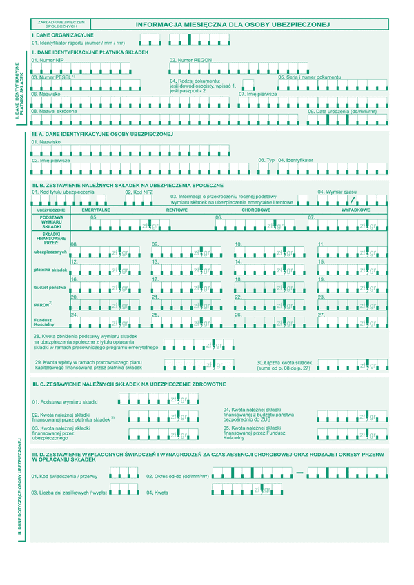 IMOU (archiwalny) Informacja miesięczna dla osoby ubezpieczonej