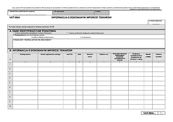 VAT-IM/A (3) Informacja o dokonanym imporcie