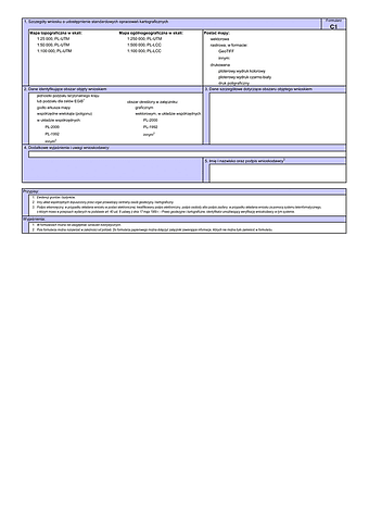 WUMP C1 Wniosek o udostępnienie materiałów centralnego zasobu geodezyjnego i kartograficznego
