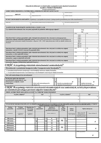 DWOOK-zal Karta nieruchomości - załącznik do deklaracji o wysokości opłaty za gospodarowanie odpadami komunalnymi - Kielce