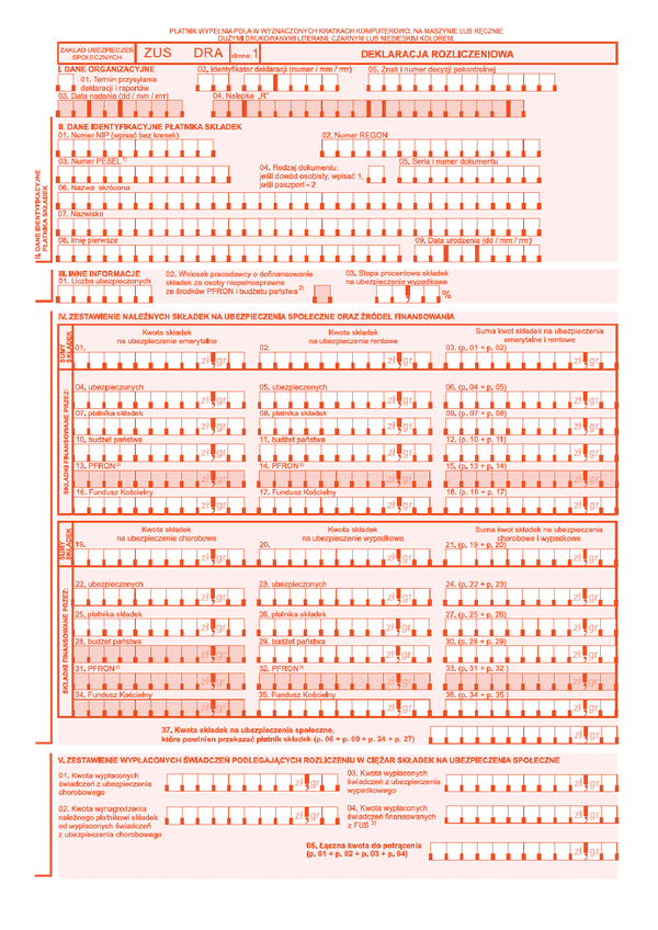 ZUS DRA  (archiwalny) Deklaracja rozliczeniowa - z wysyłką do PUE ZUS