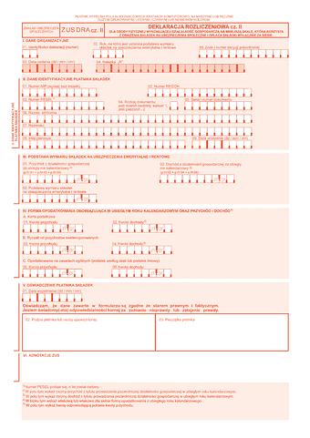 ZUS DRA cz. II: deklaracja rozliczeniowa dla płatników składek