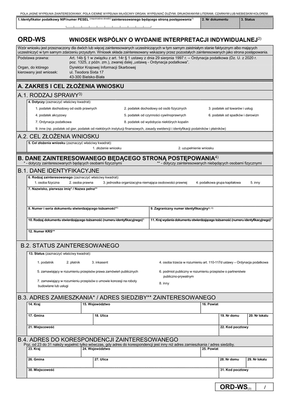 ORD-WS (3) (archiwalny) Wniosek wspólny o wydanie interpretacji indywidualnej