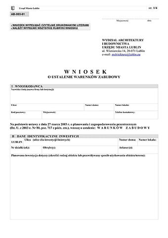 WUWZ-L Wniosek o ustalenie warunków zabudowy Lublin