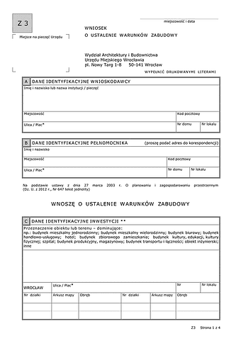 WUWZ-Wr Wniosek o ustalenie warunków zabudowy Wrocław