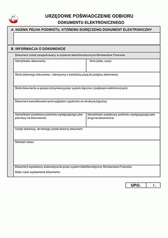 UPO (4) Urzędowe poświadczenie odbioru dokumentu elektronicznego