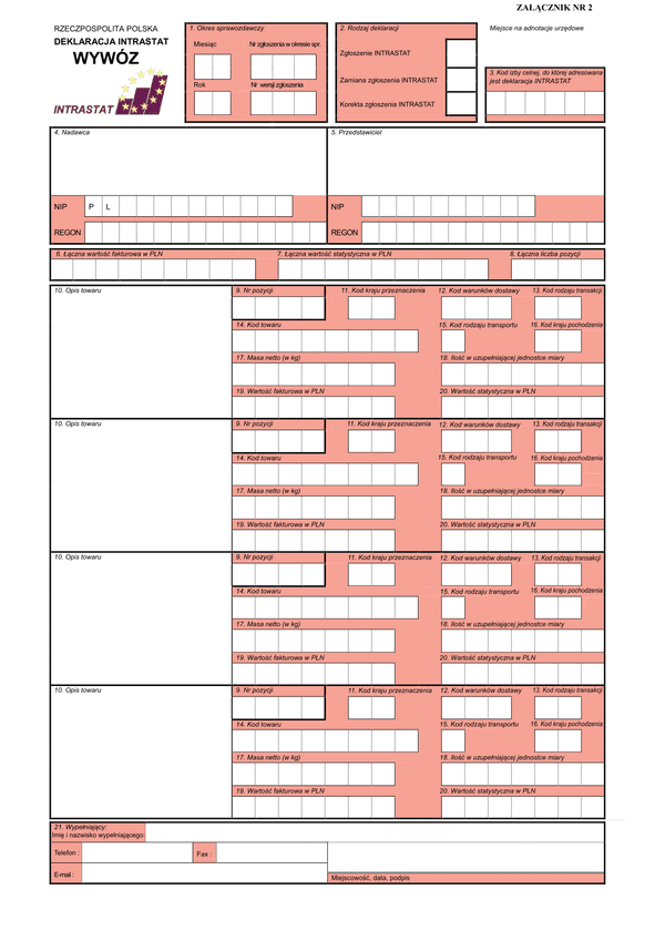 INTRASTAT-W Deklaracja INTRASTAT - wywóz
