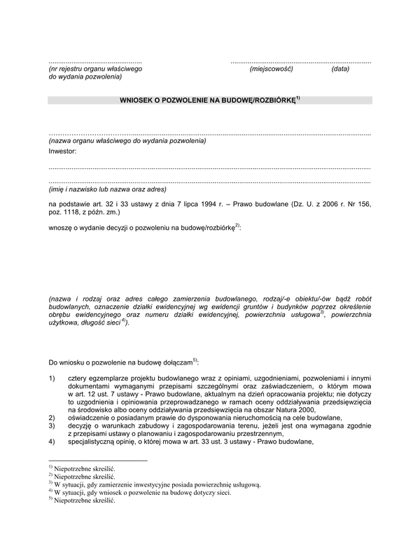 WoWPBR-Kr (archiwalny) Wniosek o pozwolenie na budowę/rozbiórkę Kraków