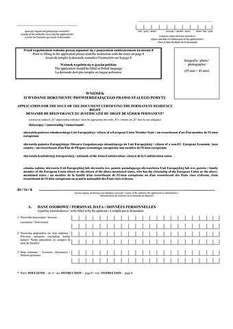 WoWDPPSP Wniosek o wydanie dokumentu potwierdzającego prawo stałego pobytu (UE)