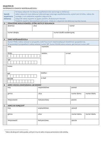 ZA Załącznik do deklaracji DL i DN - Informacje o danych współwłaścicieli