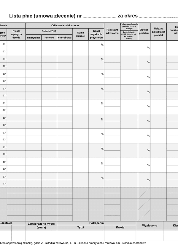 WZP (archiwalny) (2022) Zbiorcza lista płac (umowa zlecenia)