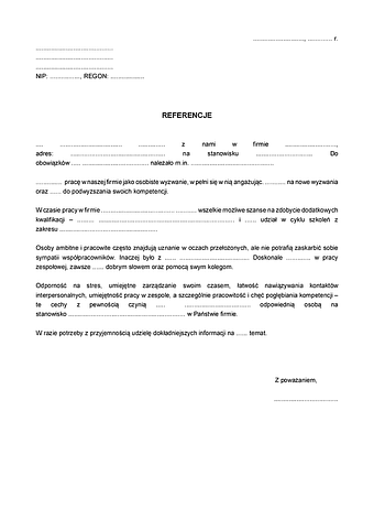 REF Referencje dla pracownika