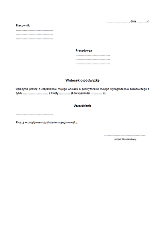 WoPod Wniosek o podwyżkę