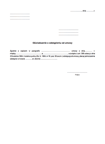 OOoU Oświadczenie o odstąpieniu od umowy