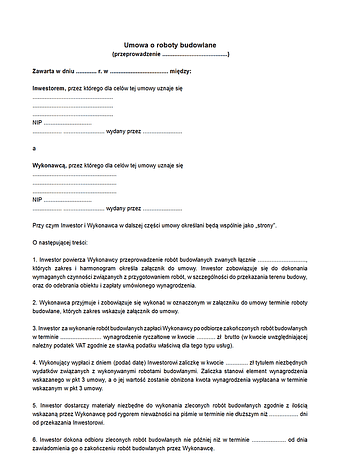 UoRB Umowa o roboty budowlane