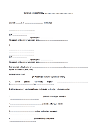 UoW Umowa o współpracy