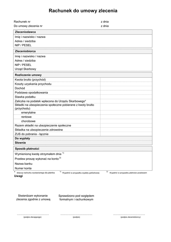 RdUZ (2) (archiwalny) Rachunek do umowy zlecenia (do 200 zł)