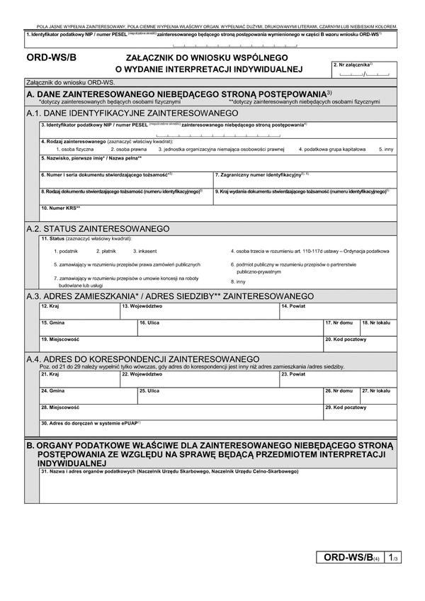 ORD-WS/B (4) (archiwalny) Załącznik do wniosku wspólnego o wydanie interpretacji indywidualnej