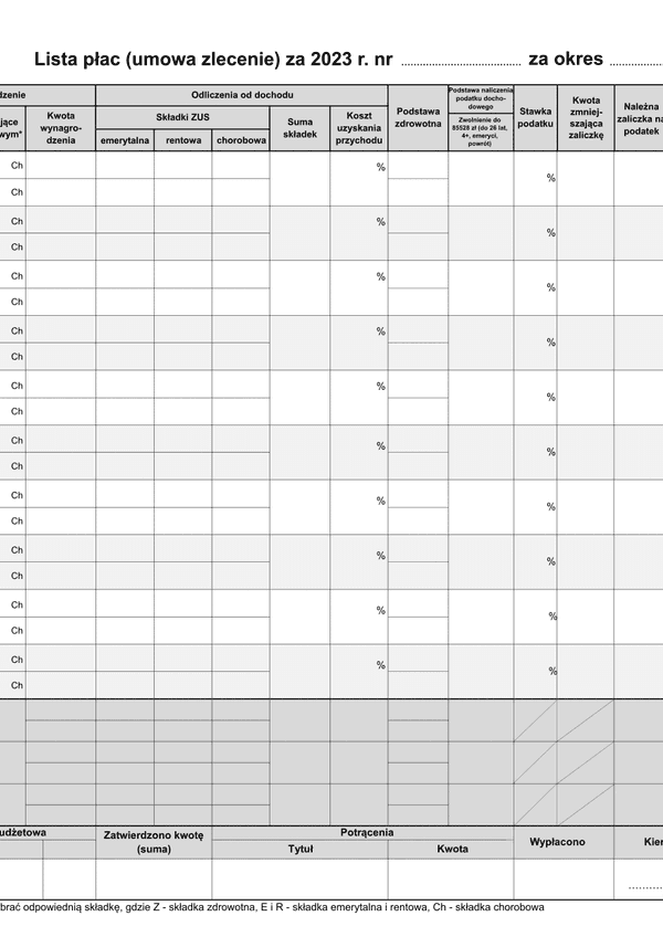 WZP (archiwalny) (2023) Zbiorcza lista płac (umowa zlecenia)