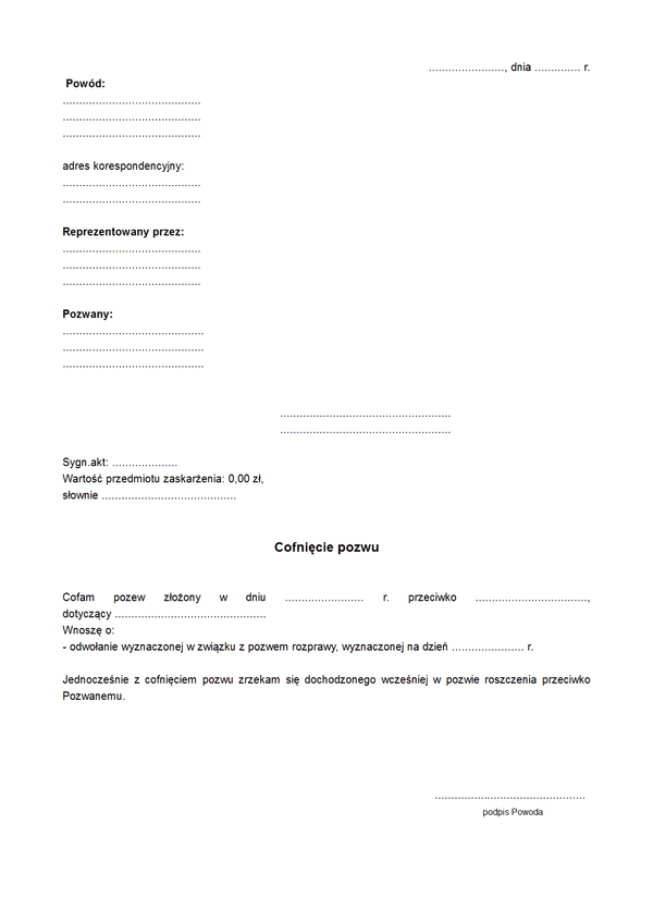 CP Cofnięcie pozwu