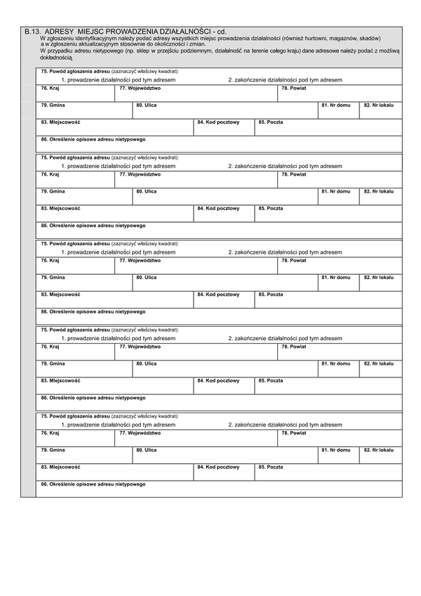 NIP-2 (9) - Ad (archiwalny) Załącznik do NIP-2: Adresy miejsc prowadzenia działalności