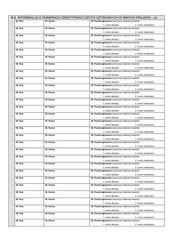 NIP-2 (9) - NI (archiwalny) Załącznik do NIP-2: Informacja o numerach identyfikacyjnych uzyskanych w innych krajach