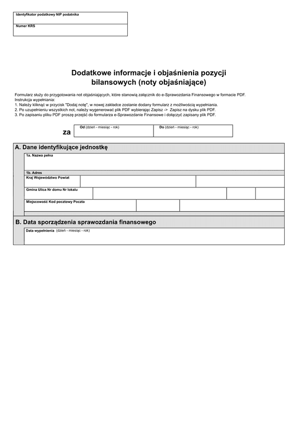 SFJINZ DDInfo (v.1-2) (v.1-3) Noty objaśniające - Dodatkowe informacje i objaśnienia