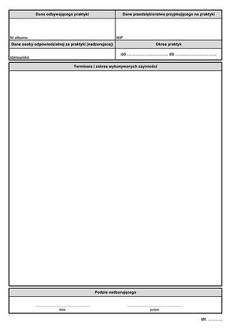 DzP-zal Dziennik praktyk - załącznik