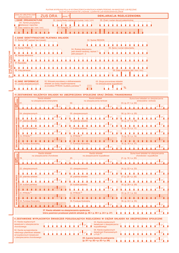 ZUS DRA Deklaracja rozliczeniowa