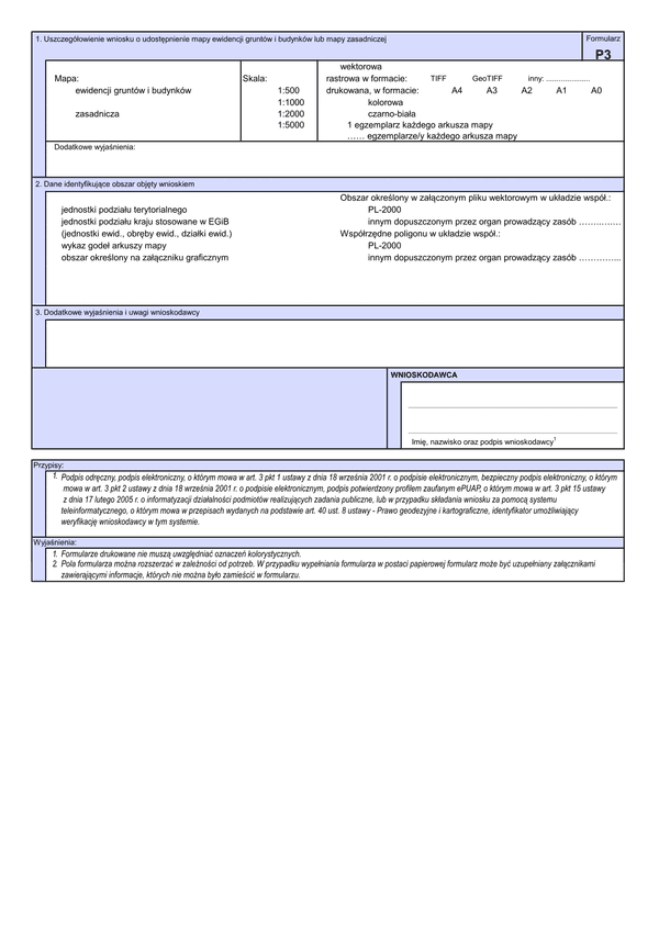 WUMP P3 (archiwalny) Wniosek o udostępnienie materiałów powiatowego zasobu geodezyjnego i kartograficznego