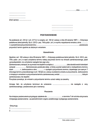 PoPT Postanowienie o przywróceniu terminu