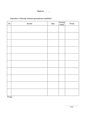KPZW ZAL3 Księga protokołów zgromadzeń wspólników spółki z ograniczoną odpowiedzialnością (sp. z o.o.) - załącznik 3