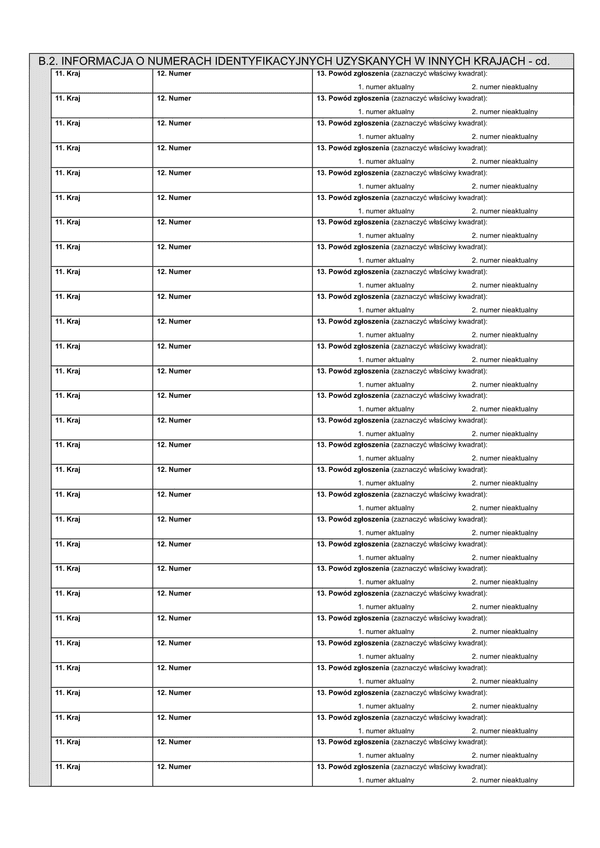 NIP-2 (10) - B.2 (archiwalny)  Załącznik do NIP-2: Informacja o numerach identyfikacyjnych uzyskanych w innych krajach