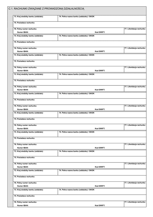 NIP-2 (10) - C.1 (archiwalny) Załącznik do NIP-2: Rachunki związane z prowadzoną działalnością