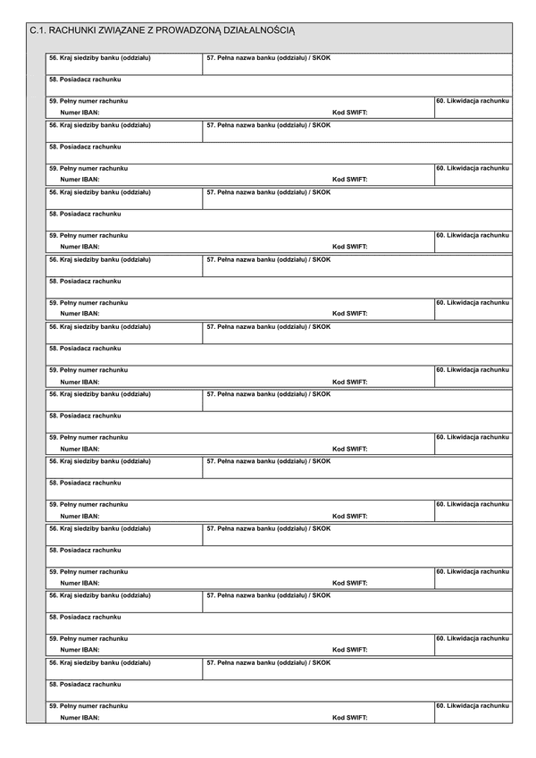 NIP-8 (1)-C.1 (archiwalny) Załącznik do NIP-8: Rachunki związane z prowadzoną działalnością