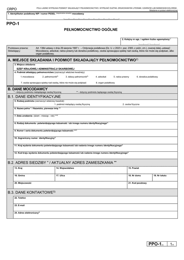 Pełnomocnictwo ogólne PPO-1